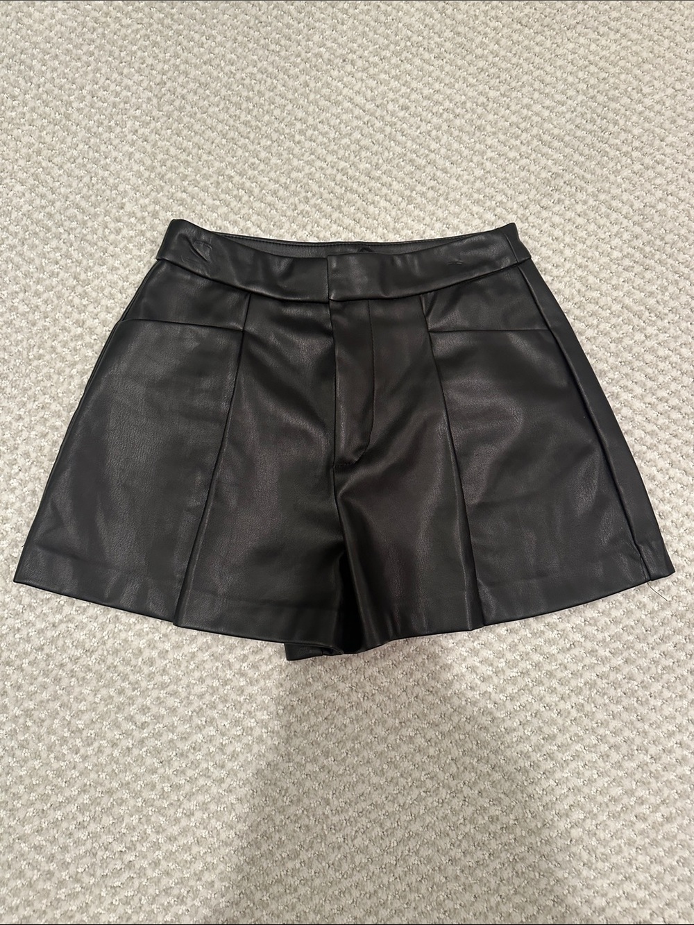 Stradavarious Black Faux Leather High-Waist Shorts